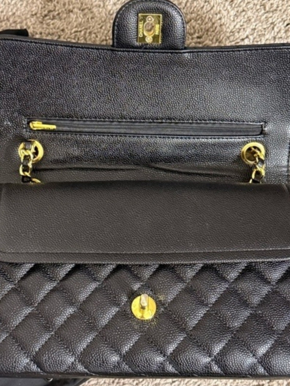 Black Quilted Chain-Handle Women’s Bag with Gold Hardware